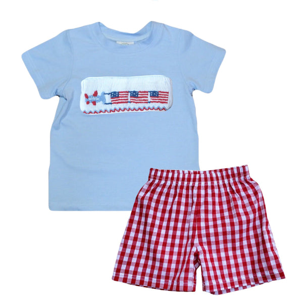 Swap-A-Smock Plane with American Flag Tab - Smocked South