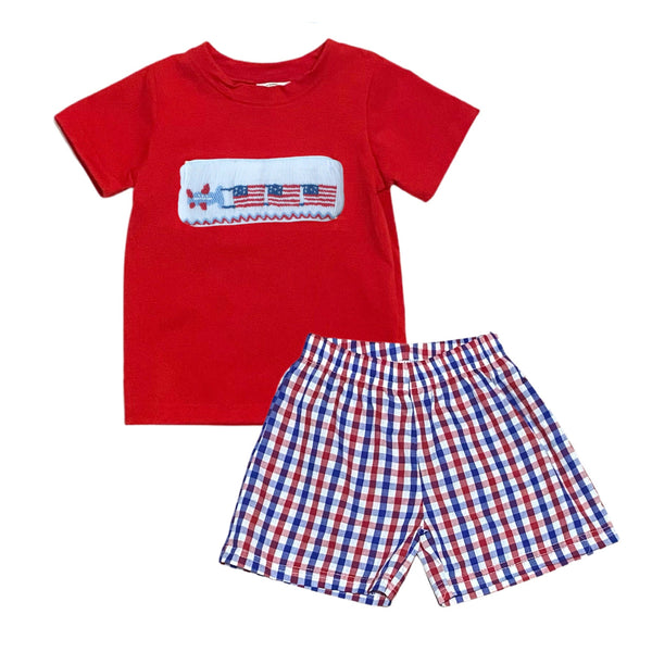 Swap-A-Smock Plane with American Flag Tab - Smocked South