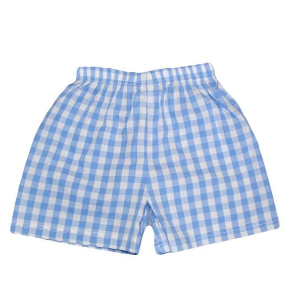 Boys Shorts - Light Blue Large Check - Smocked South