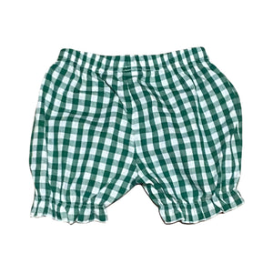 Girls Bubble Shorts - Green Large Check - Smocked South