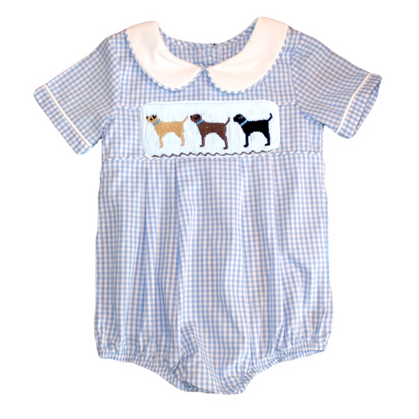 Swap-A-Smock Boys Collared  Bubble - Light Blue Gingham