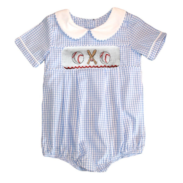 Swap-A-Smock Boys Collared Bubble - Light Blue Gingham - Smocked South