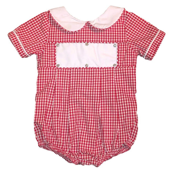 Swap-A-Smock Boys Collared Bubble - Red Gingham - Smocked South