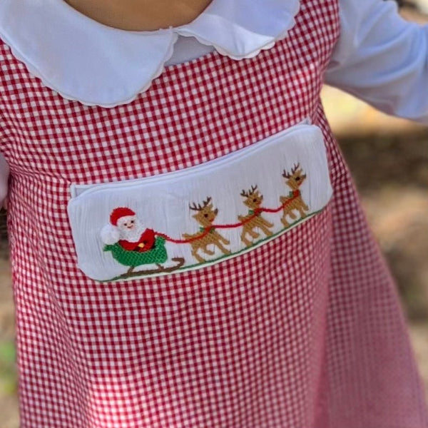 Swap-A-Smock Christmas Santa and Sleigh Tab - Smocked South