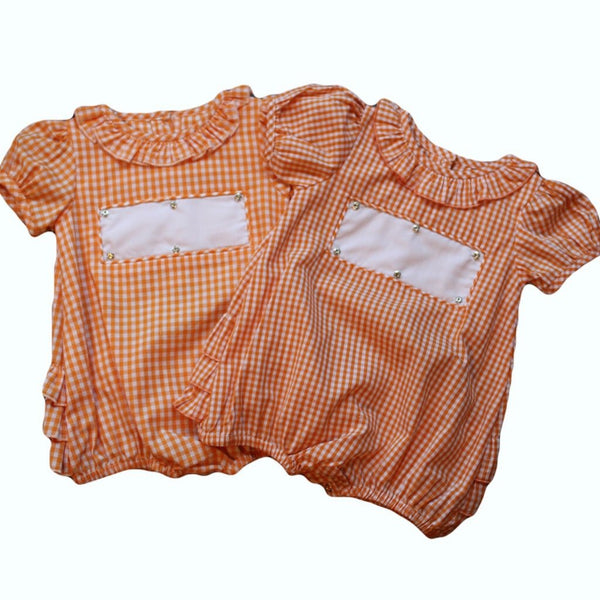 Swap-A-Smock Girls Bubble - Orange Gingham