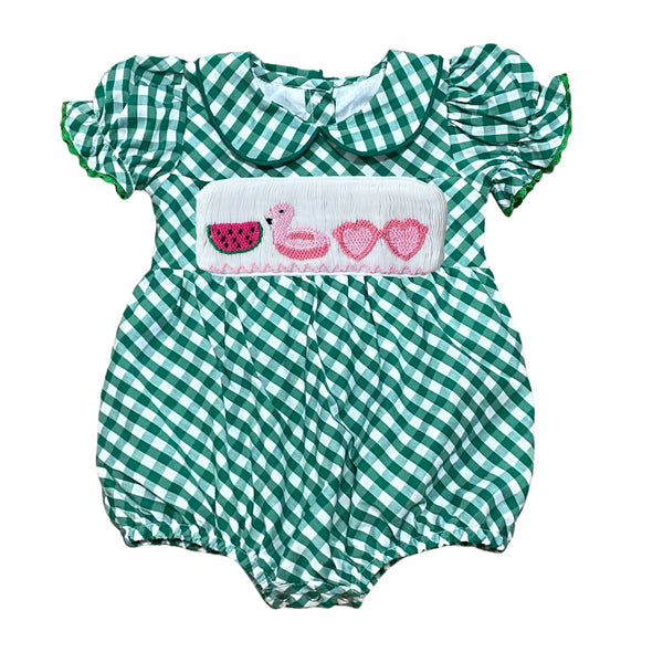 Swap-A-Smock Green Gingham Girls Bubble - Smocked South