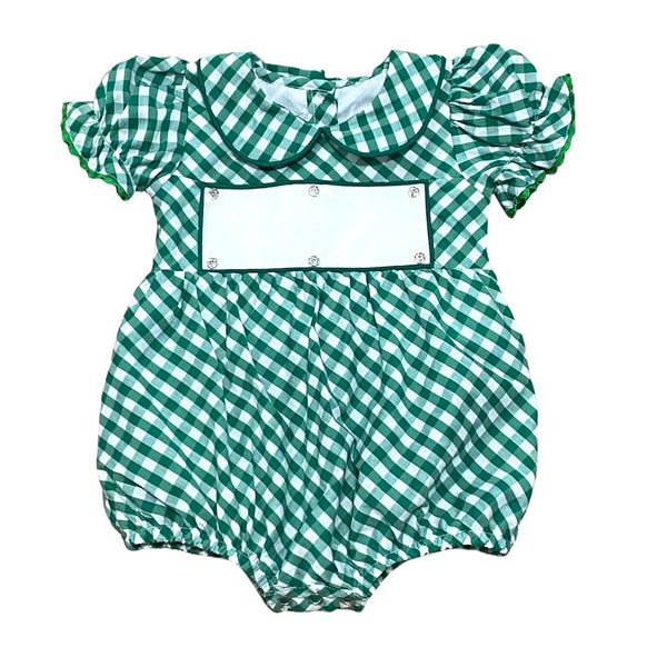 Swap-A-Smock Green Gingham Girls Bubble - Smocked South
