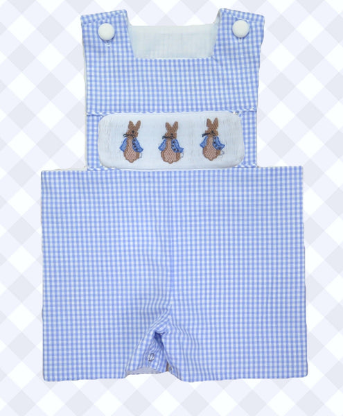 Swap-A-Smock Shortall - Light Blue Gingham - Smocked South