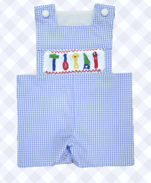 Swap-A-Smock Shortall - Light Blue Gingham - Smocked South
