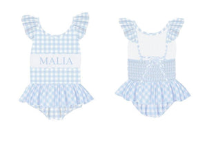 Blue Gingham Swimsuit Pre-Order - Smocked South