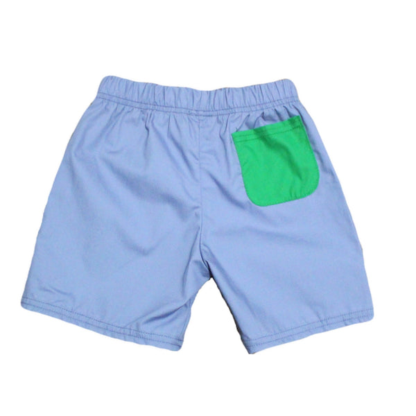 Boys Shorts - Blue with green pocket - Smocked South