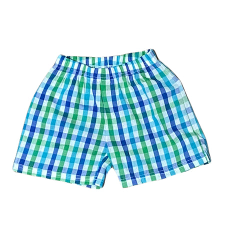 Boys Shorts - Green and blue plaid - Smocked South