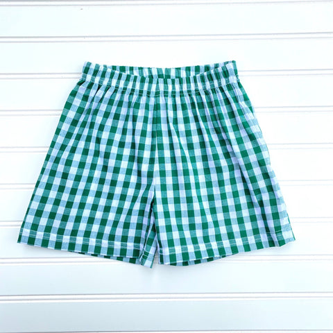 Boys Shorts - Green Large Check - Smocked South