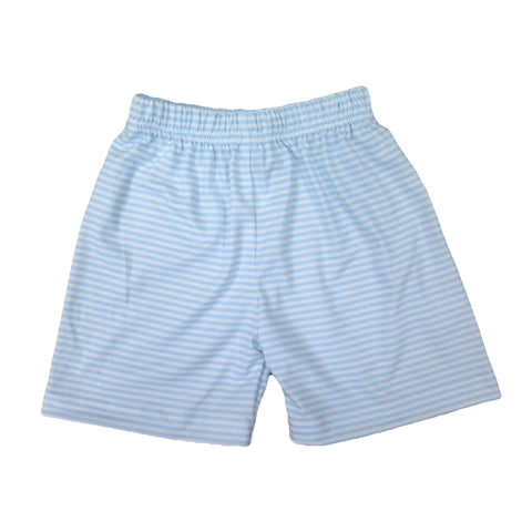 Boys Shorts - Light blue knit stripe shorts - Smocked South