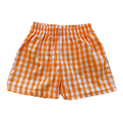 Boys Shorts - Orange Large Check - Smocked South