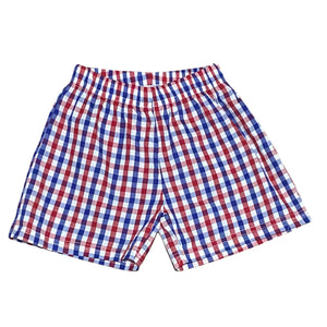 Boys Shorts - Red/Blue Check - Smocked South