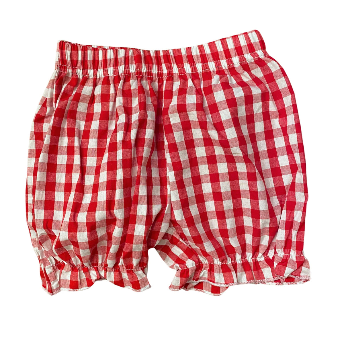 Girls Bubble Shorts - Red Large Check - Smocked South