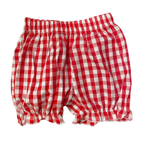 Girls Bubble Shorts - Red Large Check - Smocked South