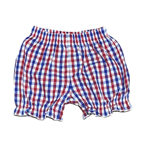 Girls Bubble Shorts - Red/Blue Check - Smocked South