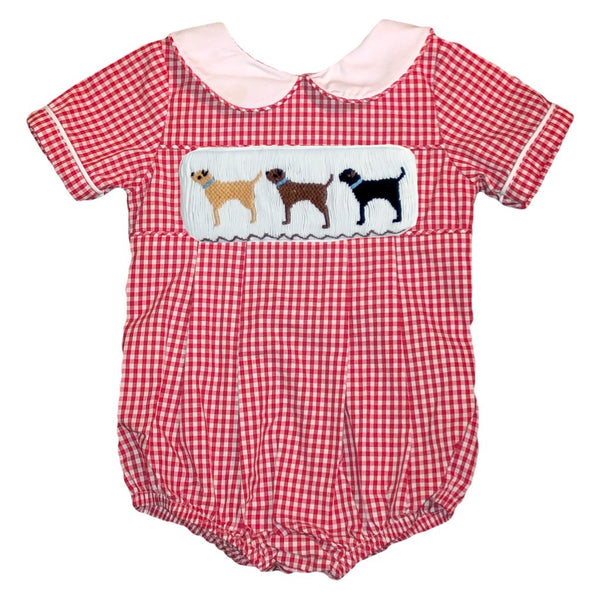 Swap-A-Smock Boys Collared Bubble - Red Gingham