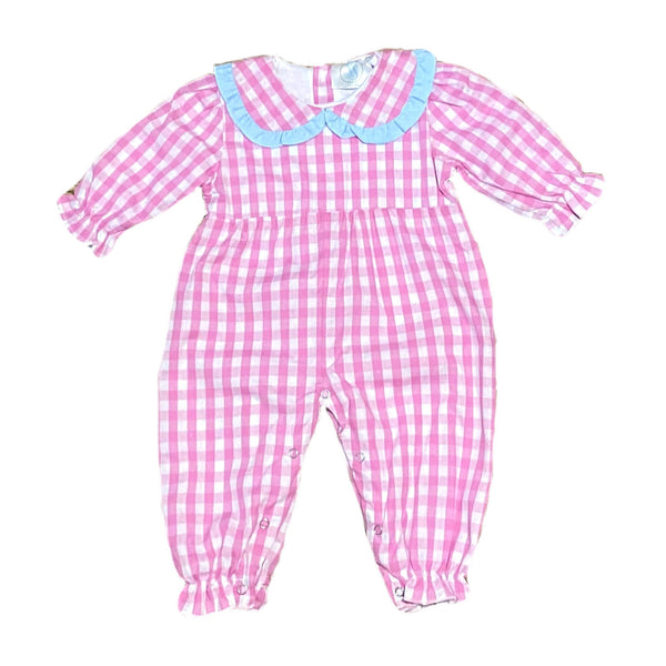 Pink Gingham Long Bubble - Smocked South