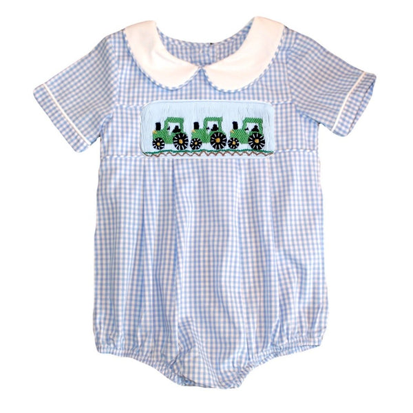 Swap-A-Smock Boys Collared Bubble - Light Blue Gingham - Smocked South