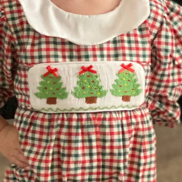 Swap-A-Smock Christmas Tree with Red Bow Tab - Smocked South