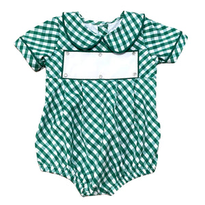 Swap-A-Smock Green Gingham Boys Bubble - Smocked South
