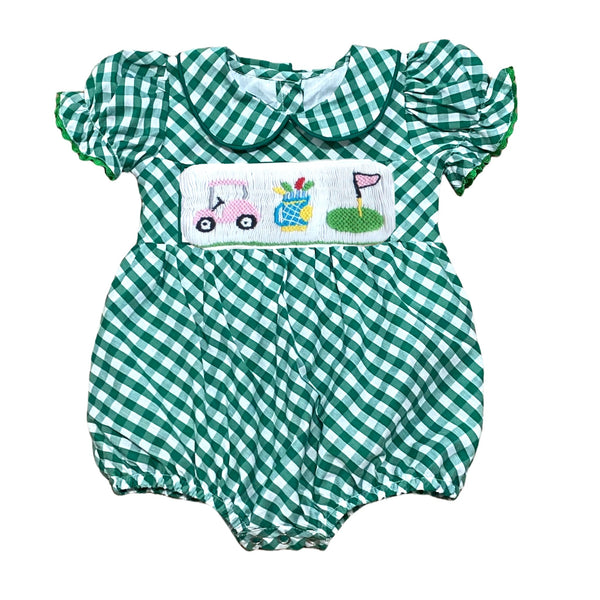 Swap-A-Smock Green Gingham Girls Bubble - Smocked South