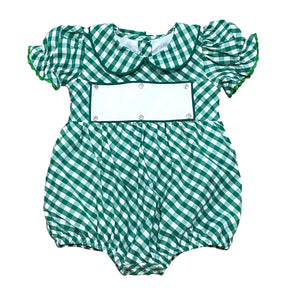 Swap-A-Smock Green Gingham Girls Bubble - Smocked South