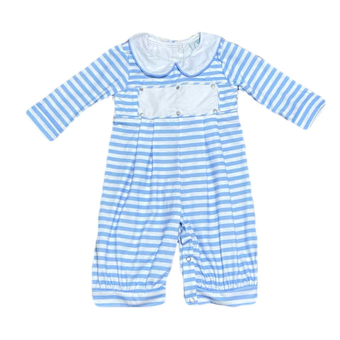 Swap-A-Smock Long Romper - Blue and White stripe