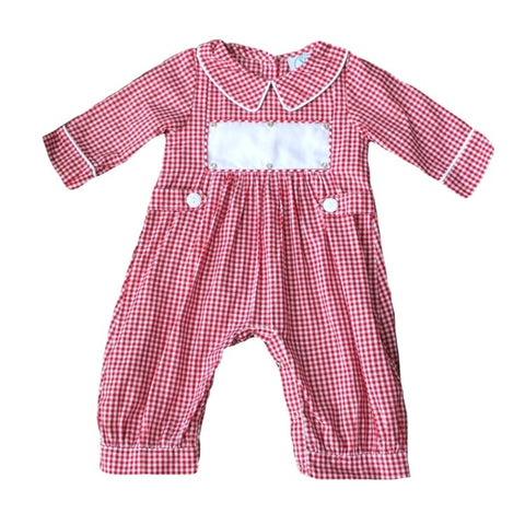 Swap-A-Smock Red Boys Long Romper - Smocked South